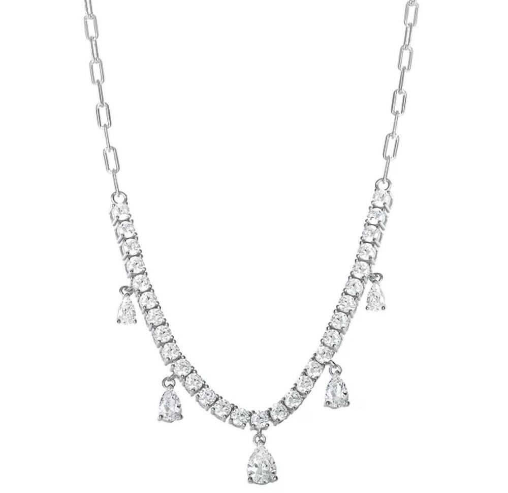 Sterling Silver Stunning CZ Drop Necklace Elegant Stylish Fashion Chic Glam NEW